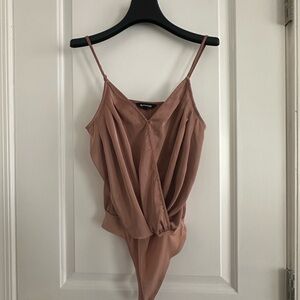 Express Pink Fitted Wrap Bodysuit